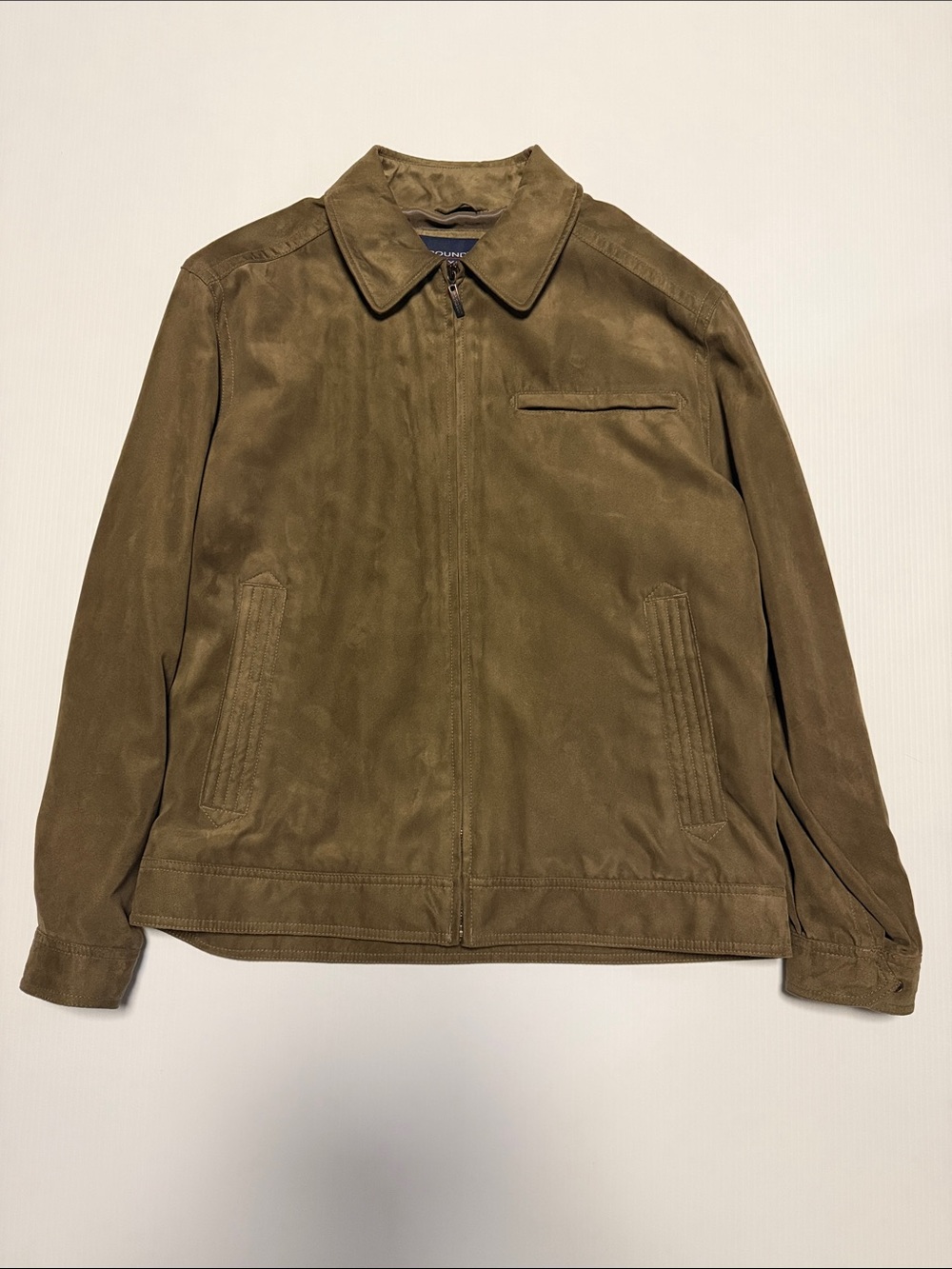 Roundtree & Yorke Olive Brown Zip-Front Bomber Jacket